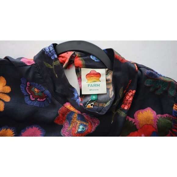 Farm Rio x Anthropologie 301973 Women's Sz XL Multi Lilys Garden L/S Blouse - Picture 3 of 12